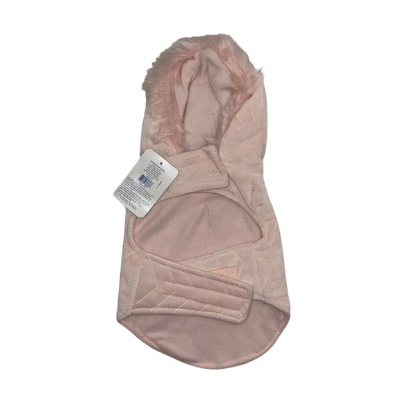 NWT Top Paw Pink Fur Faux Velvet Jacket Hoodie Hooded Outerwear Dog S - Picture 4 of 7